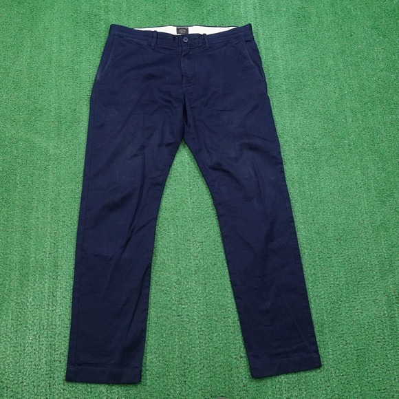 J CREW STRETCH NAVY BLUE FLAT FRONT CHINO PANTS MENS SIZE 32X30 - Picture 2 of 11